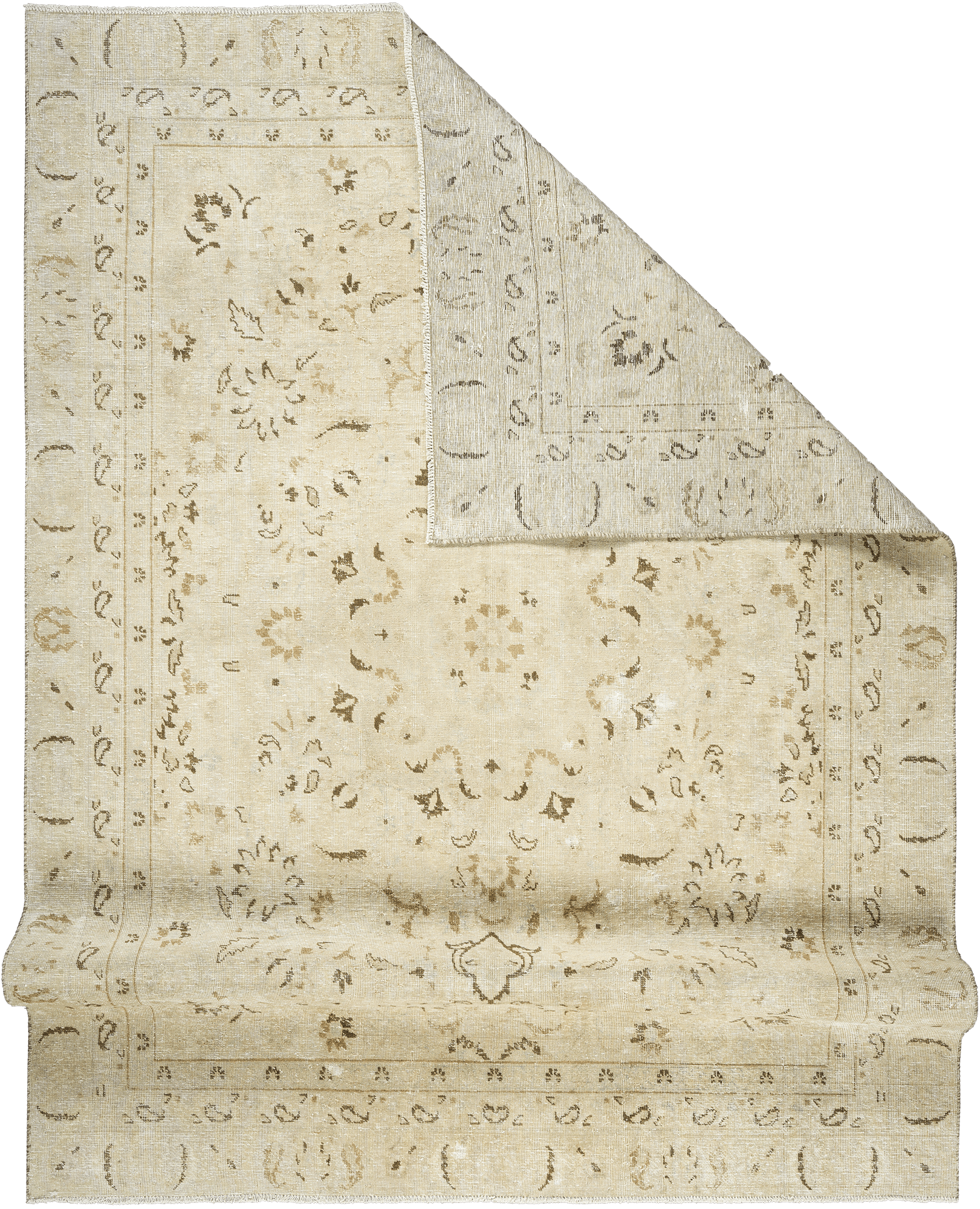 Modern Tabriz Rectangle Beige Rug 7×10 Wool-Cotton