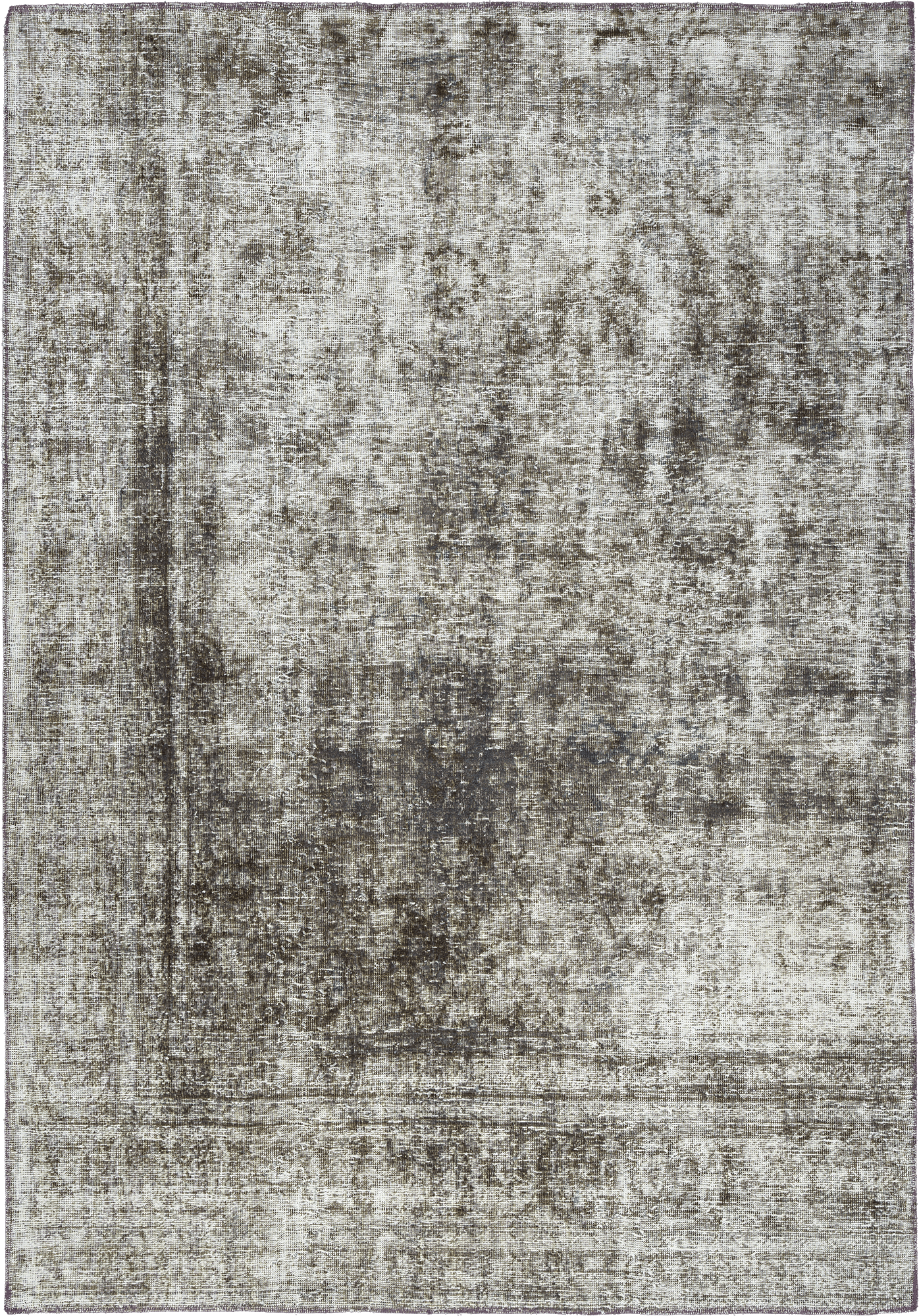 Colorful Vintage Tabriz Rectangle Black White Rug 6×9 Wool-Cotton