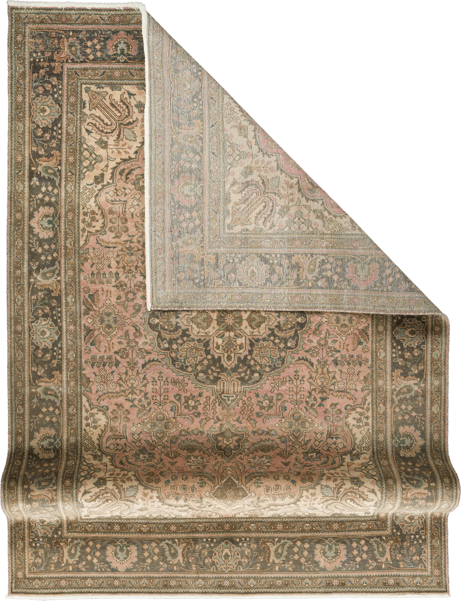 Modern Tabriz Rectangle Pink Rug 7×10 Wool-Cotton