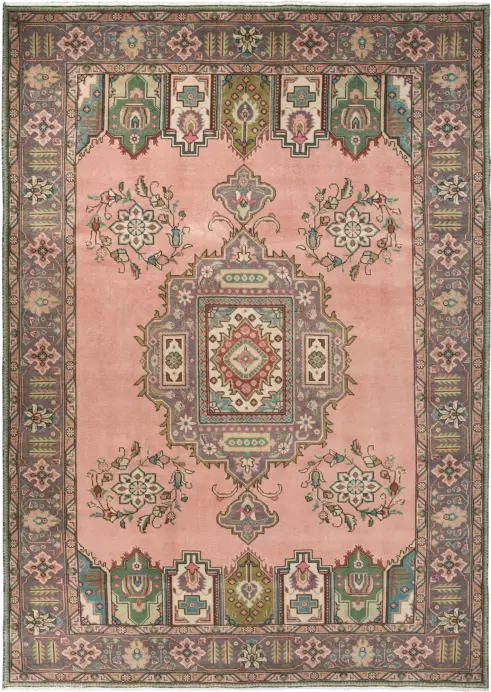 Patina Tabriz Rectangle Pink Rug 8×11 Wool-Cotton