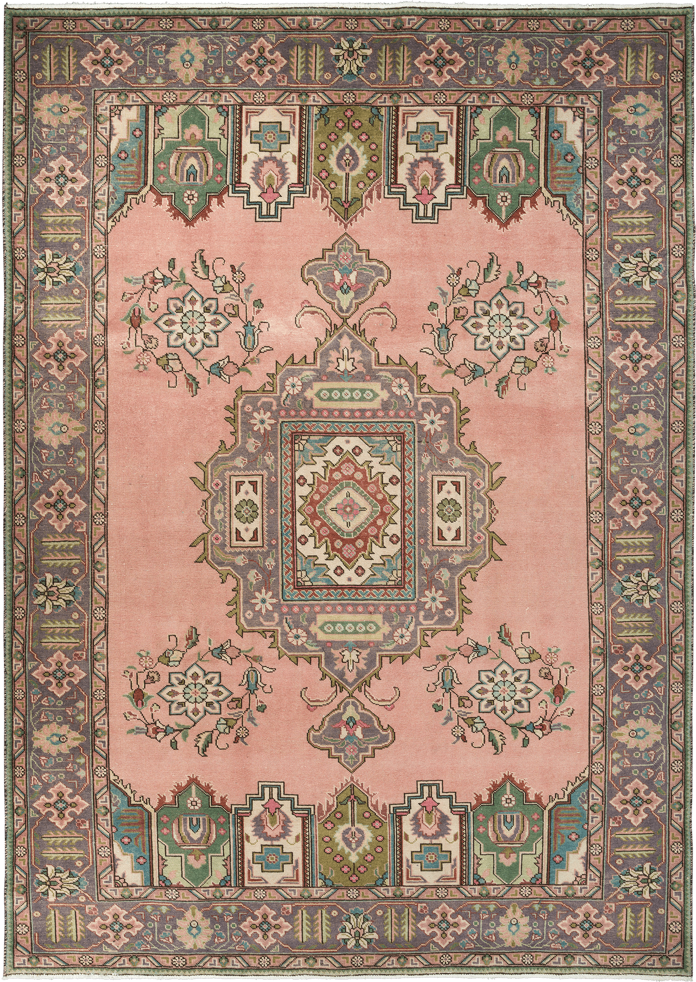 Patina Tabriz Rectangle Pink Rug 8×11 Wool-Cotton