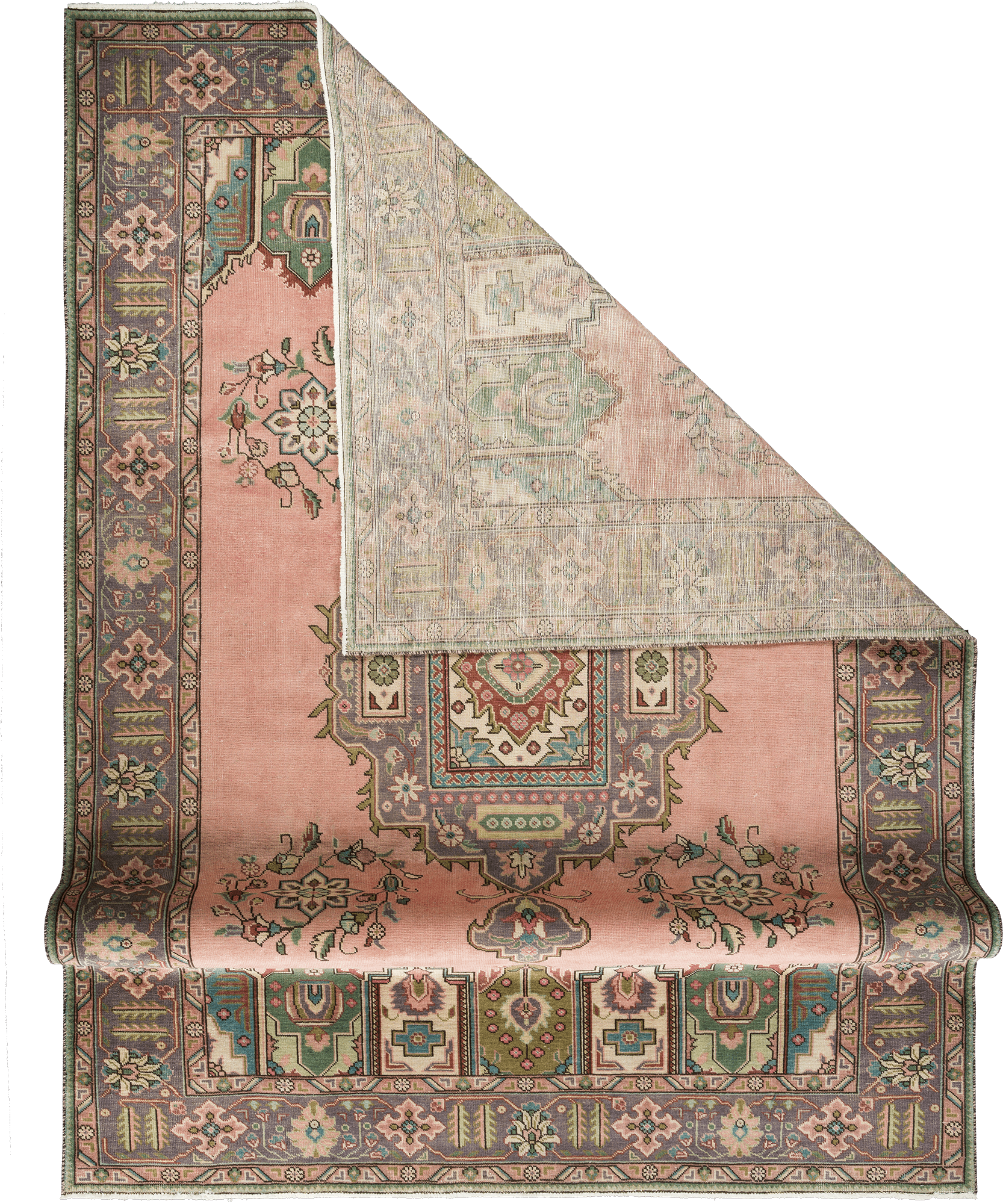 Patina Tabriz Rectangle Pink Rug 8×11 Wool-Cotton