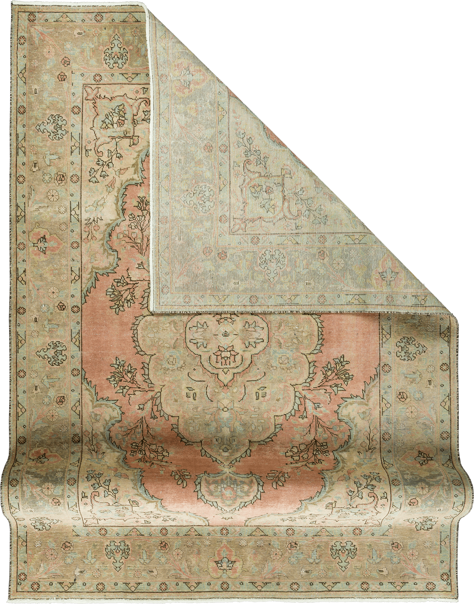 Modern Tabriz Rectangle Pink Rug 7×10 Wool-Cotton