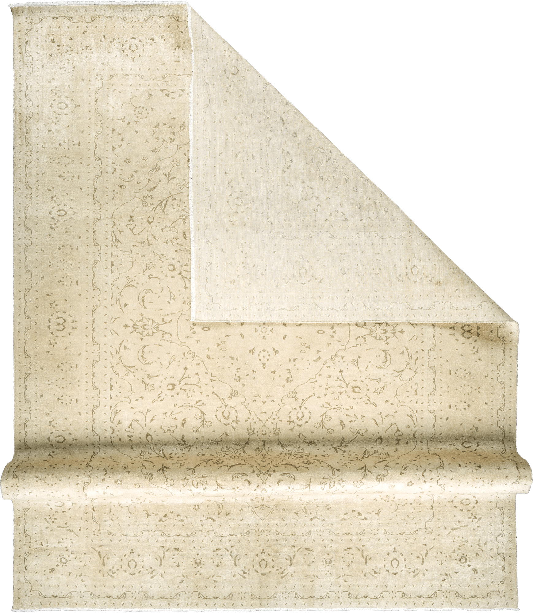 Modern Kashan Rectangle Beige Rug 10×13 Wool-Cotton