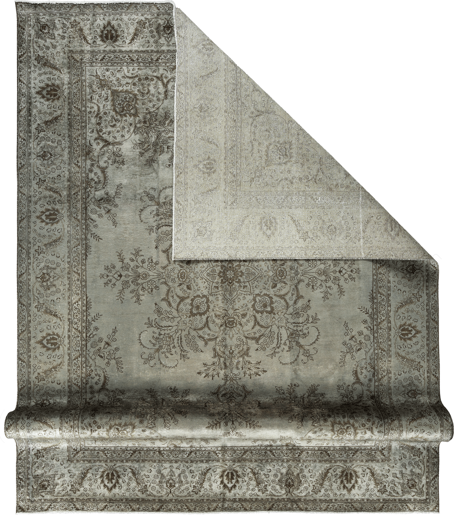 Modern Tabriz Rectangle Grey Rug 10×13 Wool-Cotton
