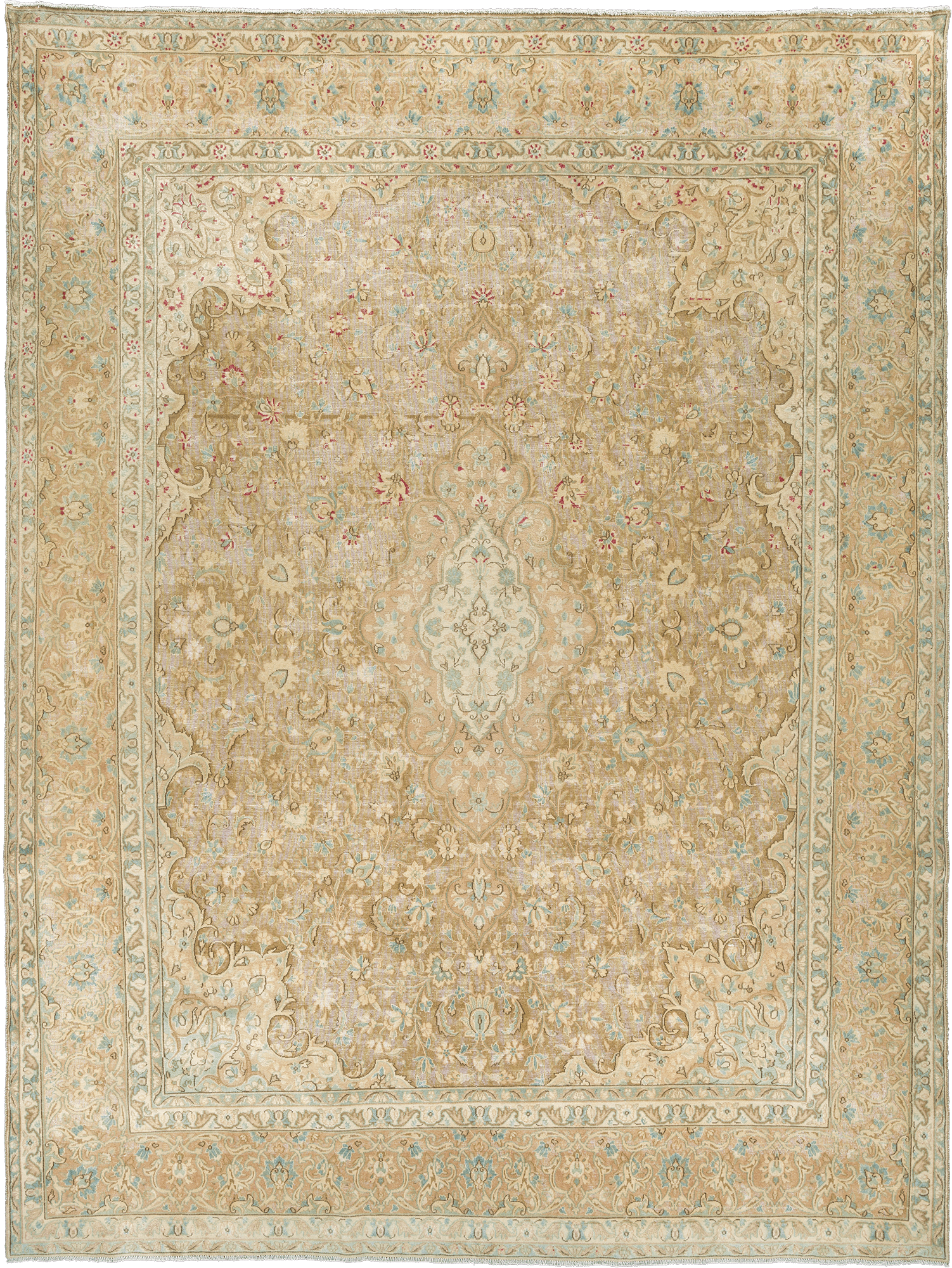 Modern Sabzevar Rectangle Brown Rug 10×13 Wool-Cotton