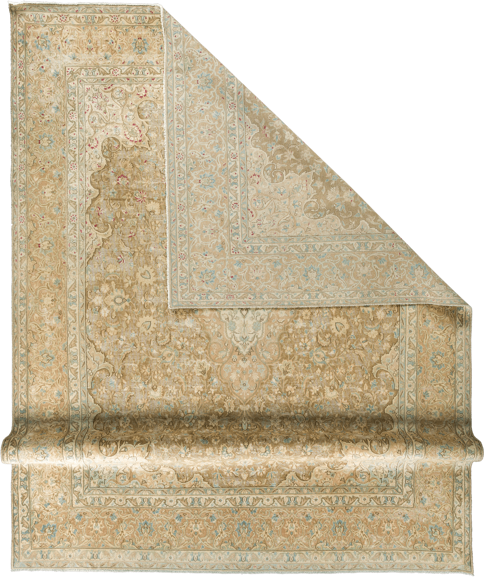 Modern Sabzevar Rectangle Brown Rug 10×13 Wool-Cotton