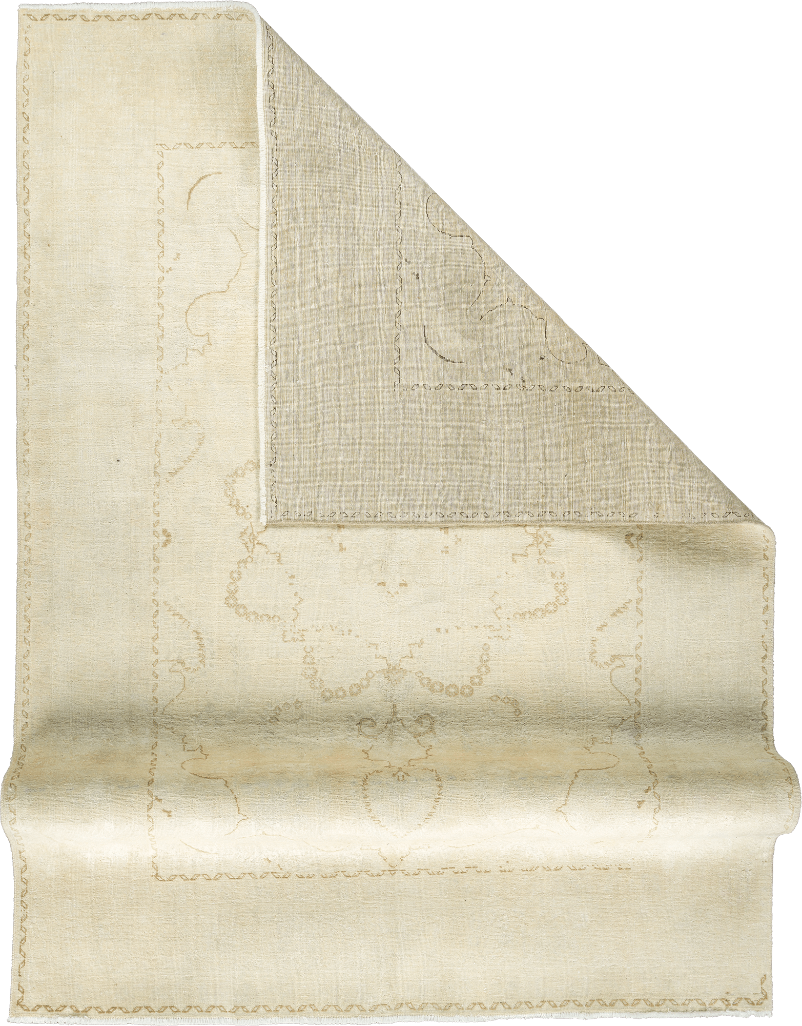 Modern Tabriz Rectangle White Rug 7×9 Wool-Cotton