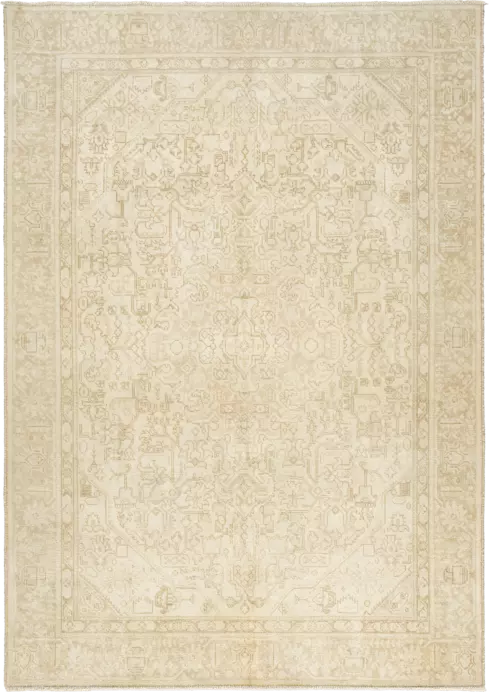 Modern Heriz Rectangle Beige Rug 6×9 Wool-Cotton