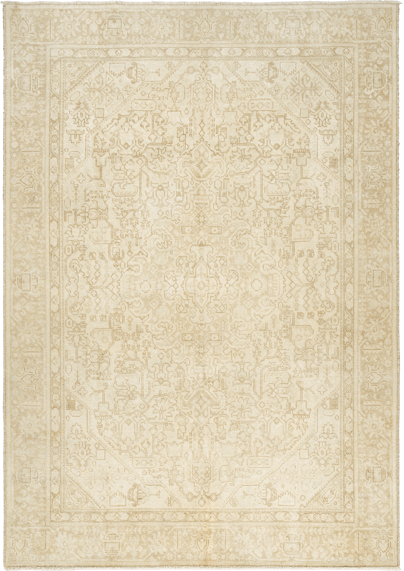 Modern Heriz Rectangle Beige Rug 6×9 Wool-Cotton