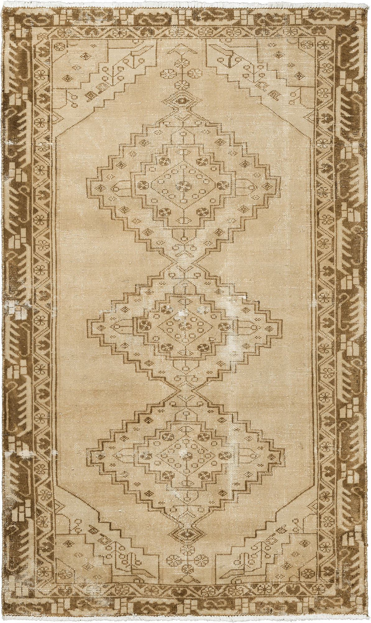 Modern Hamadan Rectangle Beige Rug 4×6 Wool-Cotton