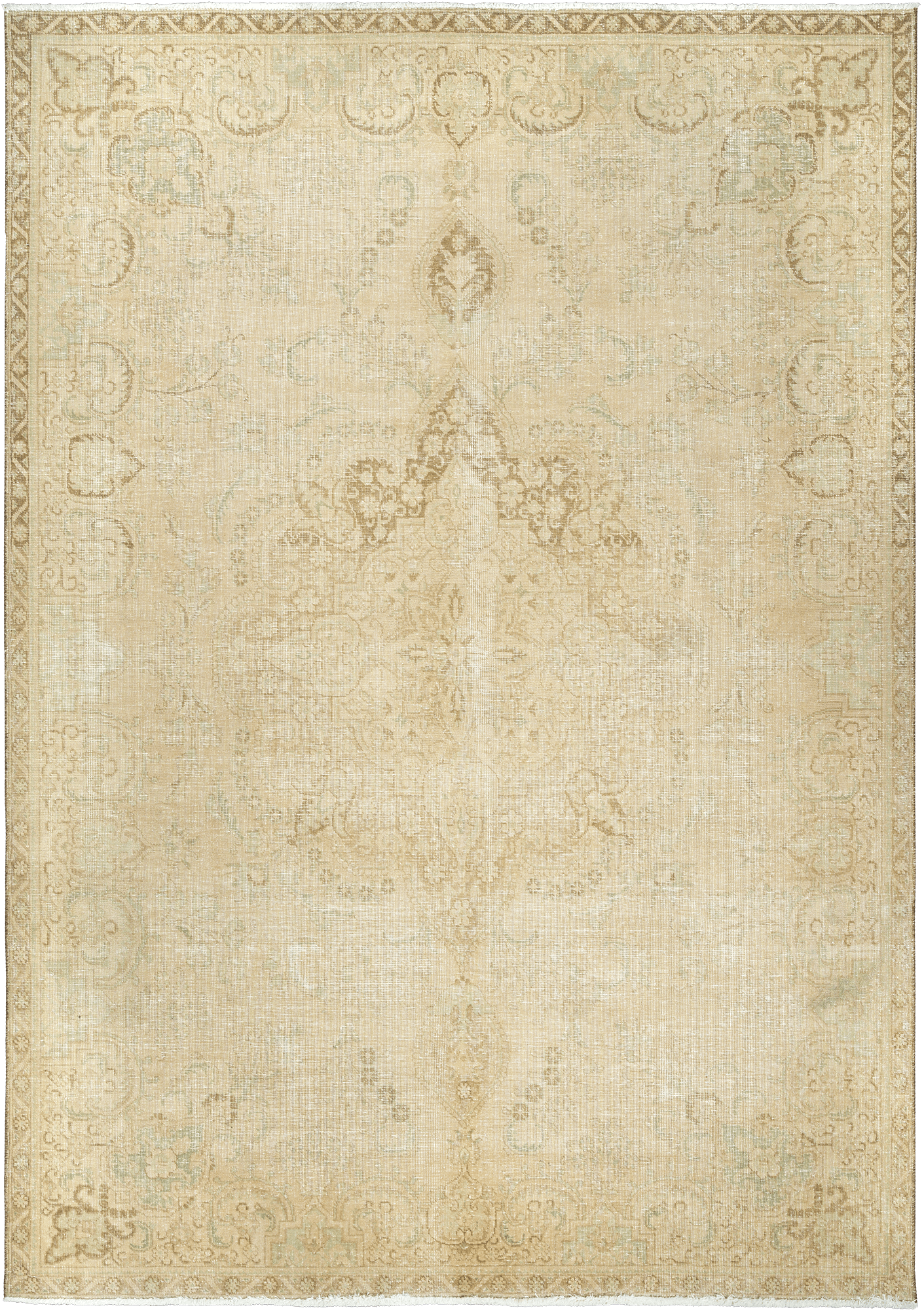 Modern Tabriz Rectangle Beige Rug 8×11 Wool-Cotton