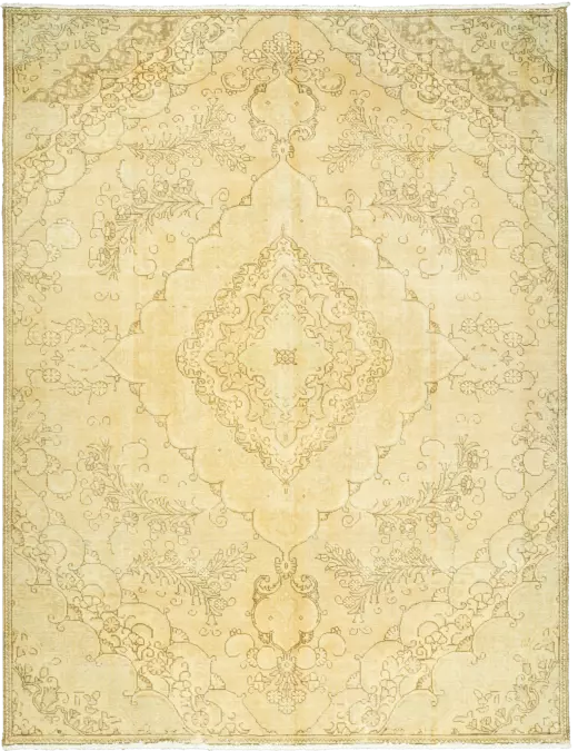 Modern Tabriz Rectangle Beige Rug 7×10 Wool-Cotton