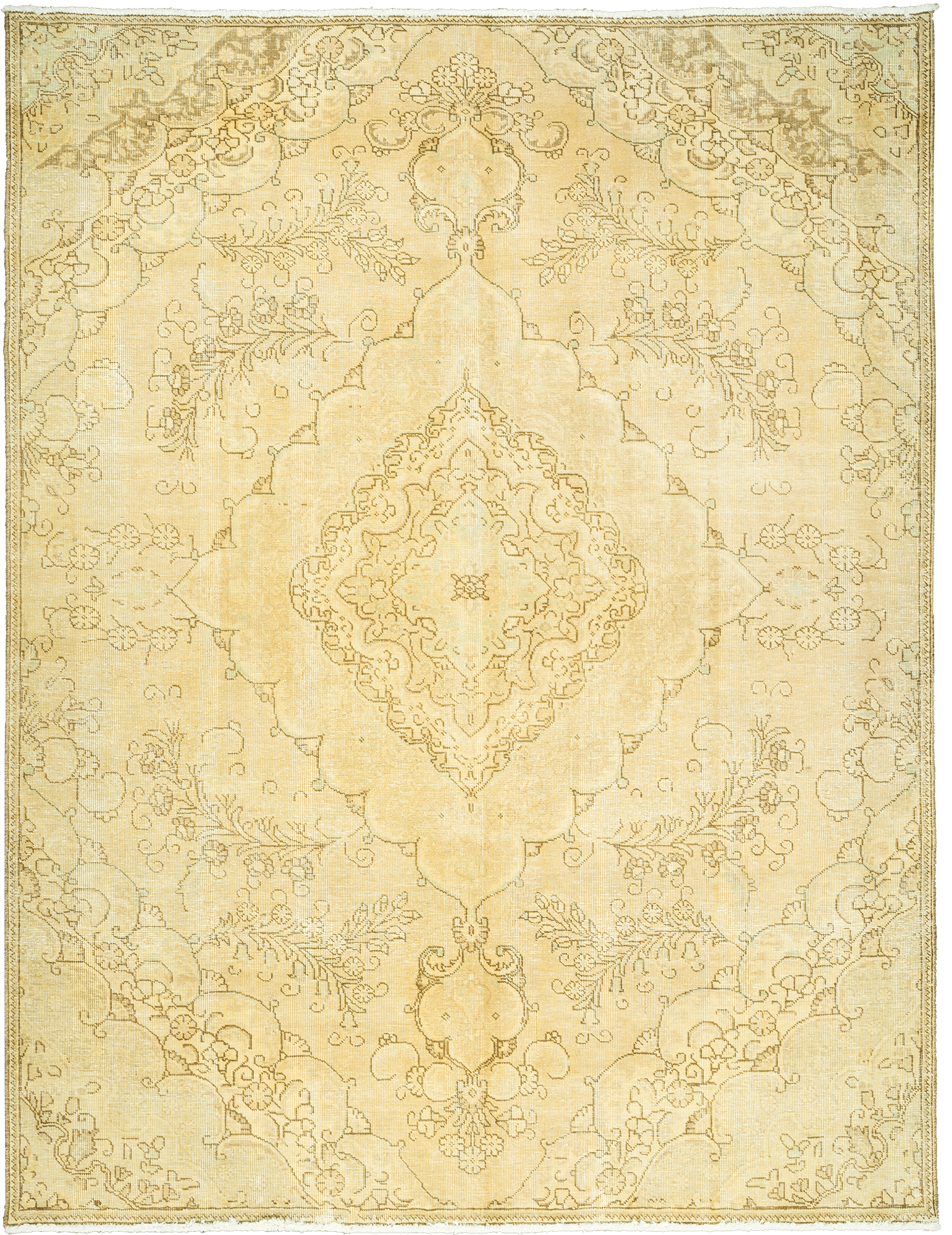 Modern Tabriz Rectangle Beige Rug 7×10 Wool-Cotton