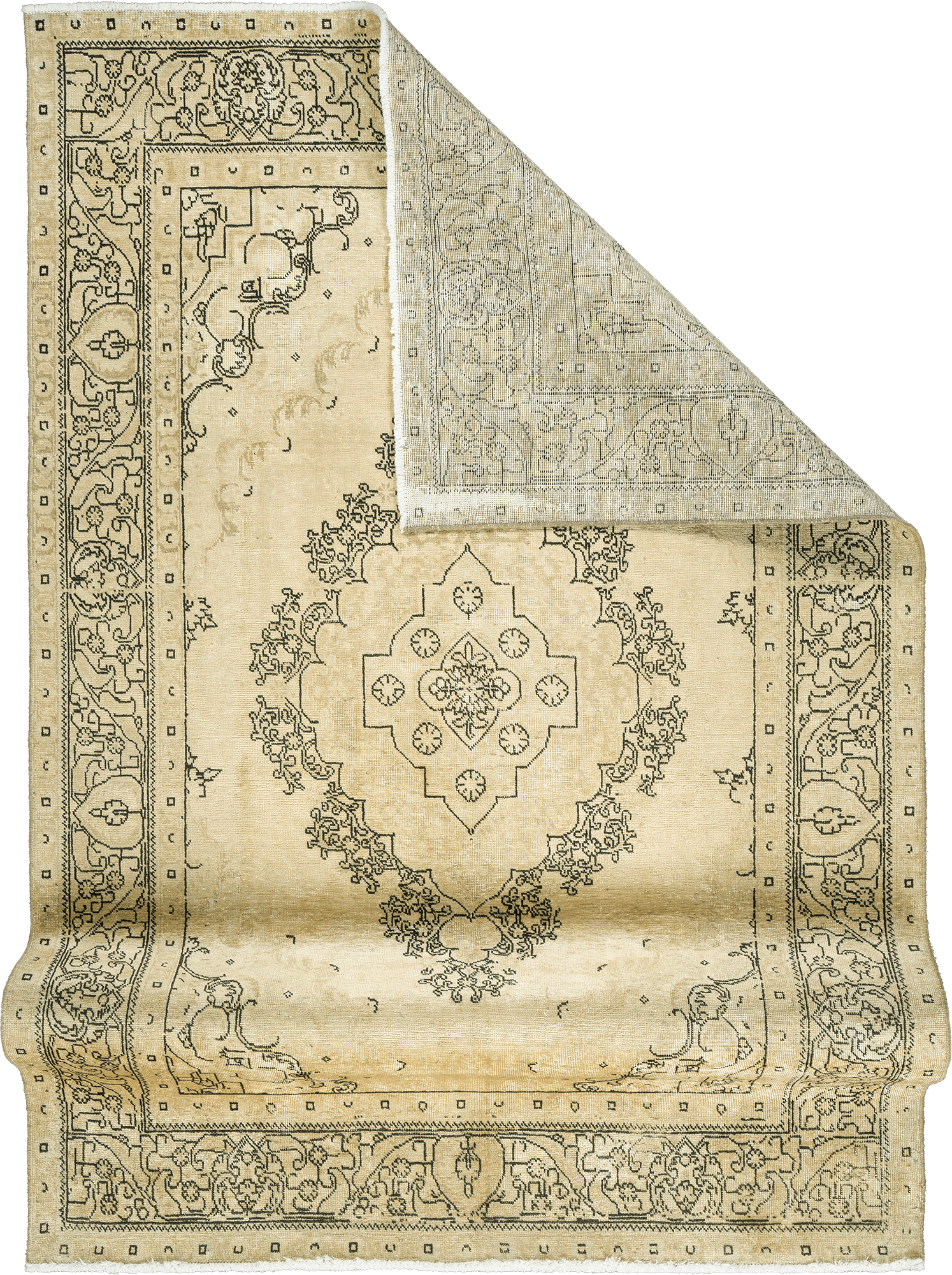 Modern Tabriz Rectangle Beige Rug 6×10 Wool-Cotton
