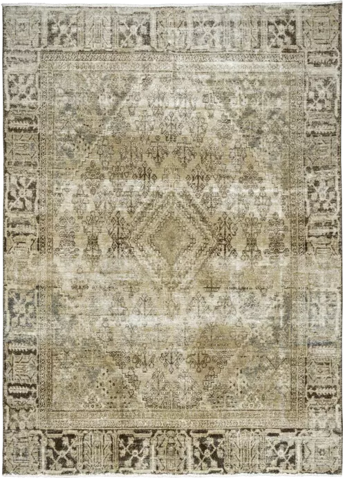 Modern Josheqan Rectangle Beige Rug 7×10 Wool-Cotton