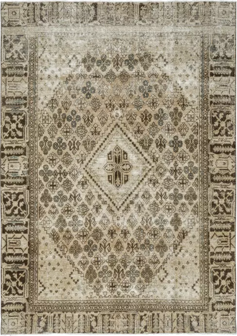 Modern Josheqan Rectangle Beige Rug 7×9 Wool-Cotton