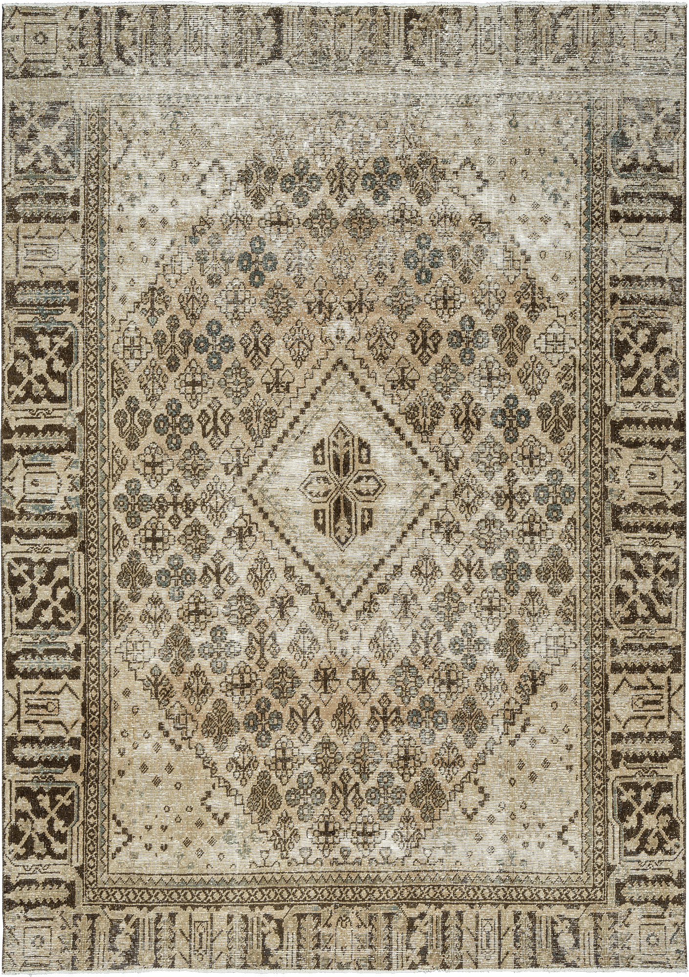 Modern Josheqan Rectangle Beige Rug 7×9 Wool-Cotton