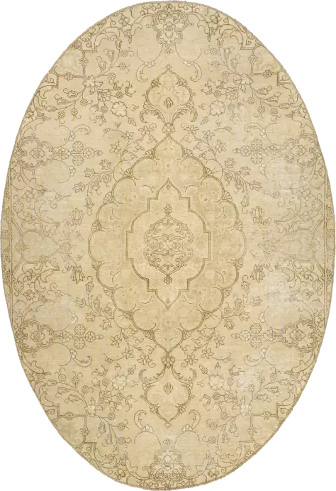 Modern Tabriz Oval Beige Rug 6×9 Wool-Cotton