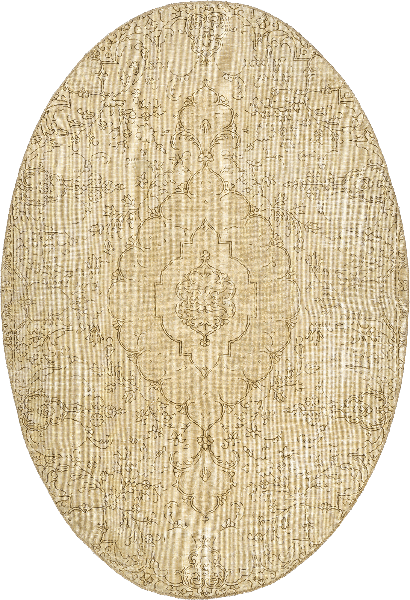 Modern Tabriz Oval Beige Rug 6×9 Wool-Cotton