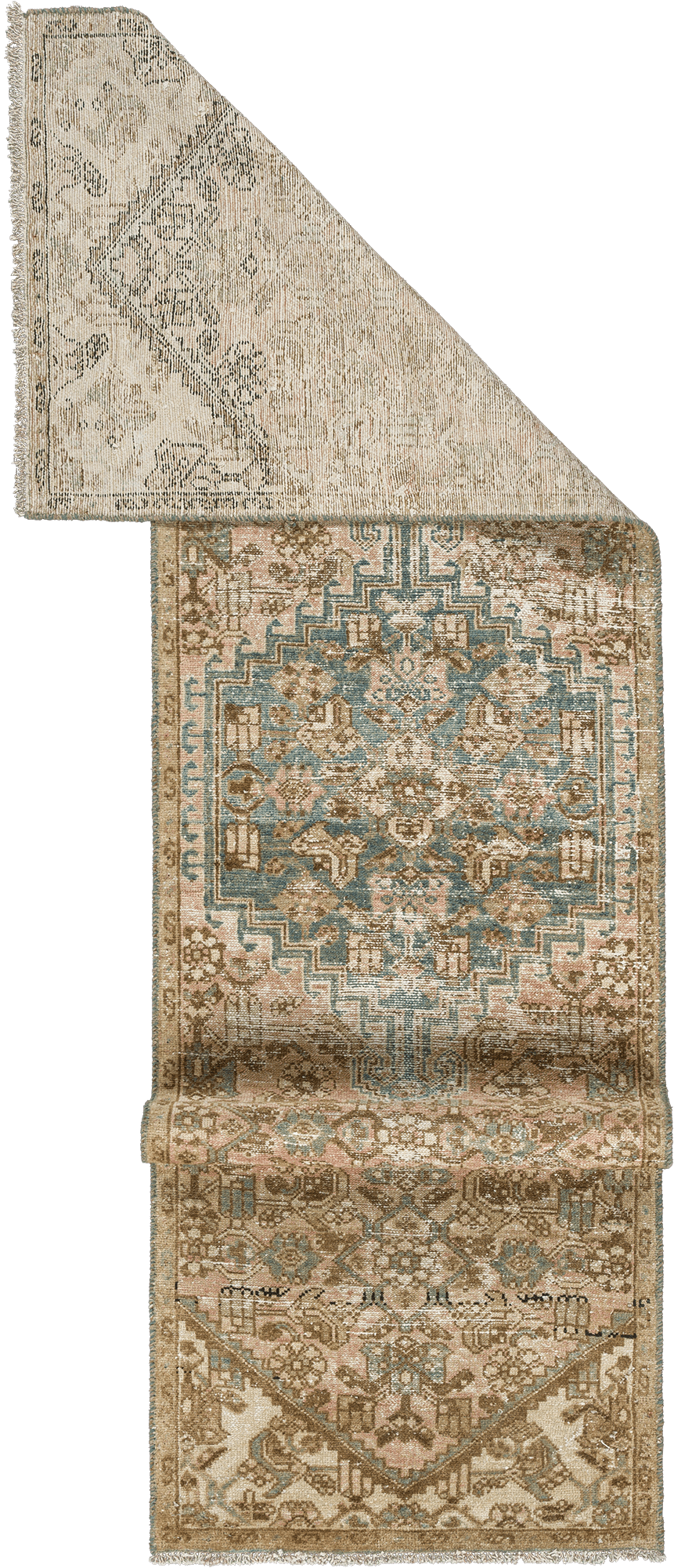 Modern Heriz Runner Pink Rug 3×9 Wool-Cotton