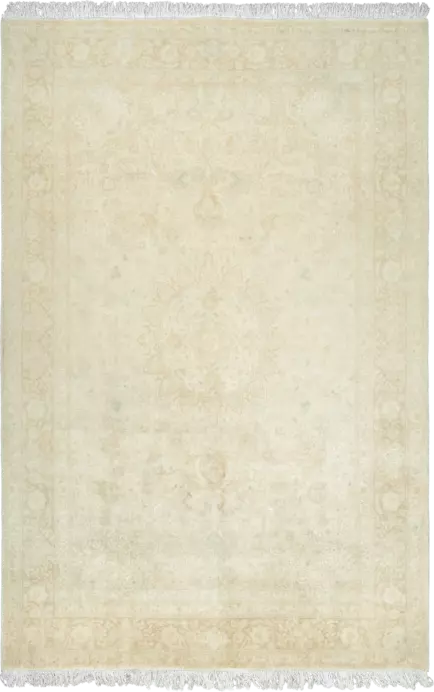 Patina Tabriz Rectangle Beige Rug 6×10 Wool-Silk