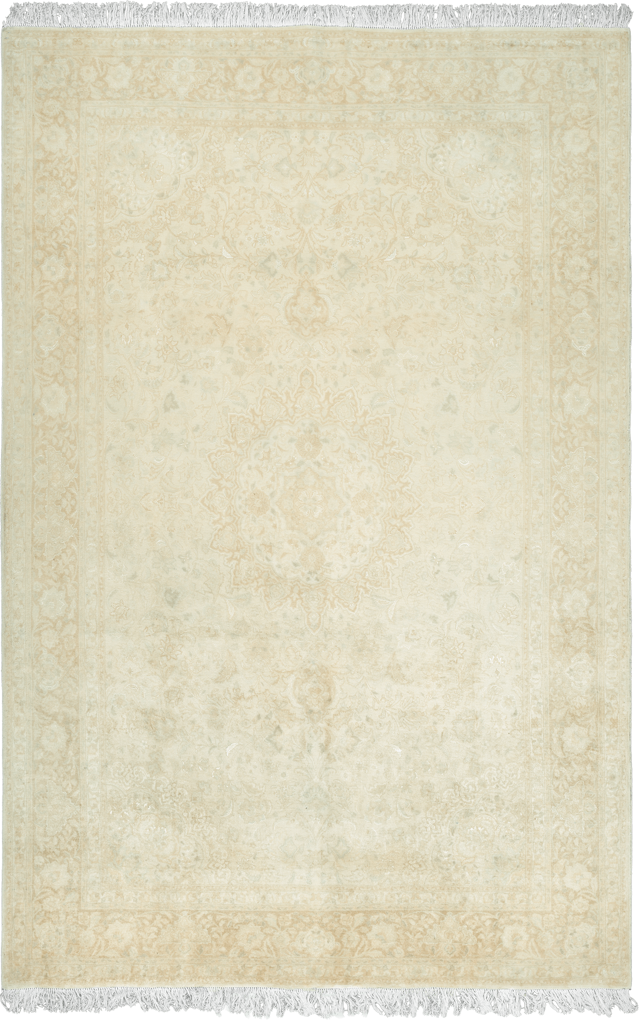 Patina Tabriz Rectangle Beige Rug 6×10 Wool-Silk