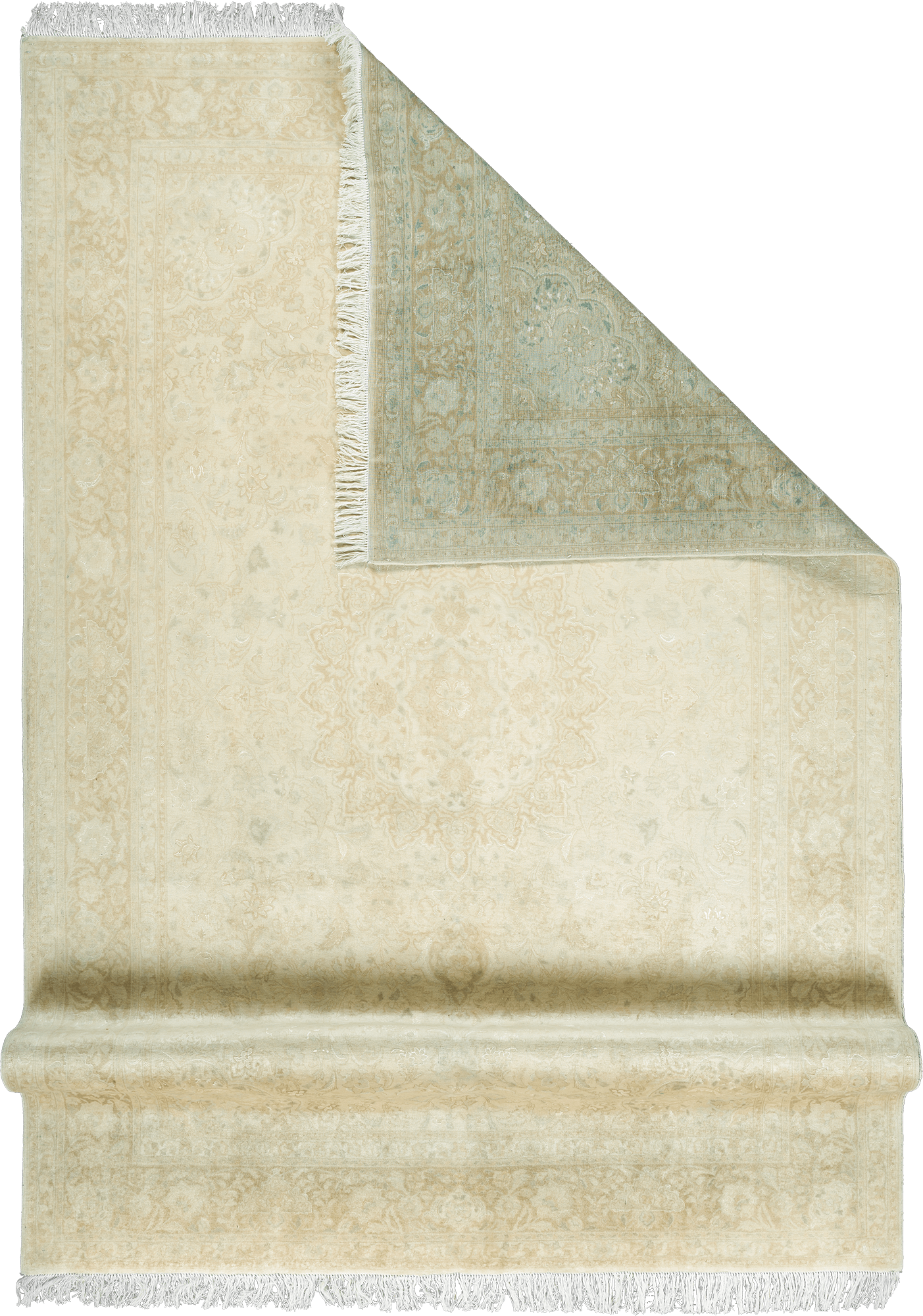 Patina Tabriz Rectangle Beige Rug 6×10 Wool-Silk
