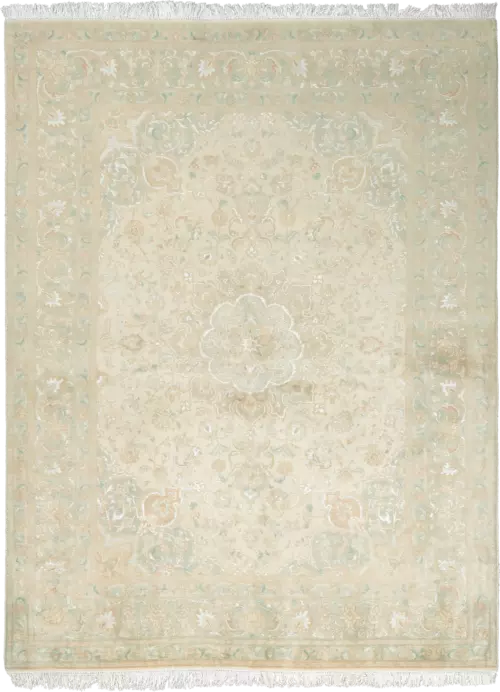 Patina Tabriz Rectangle Beige Rug 5×7 Wool-Silk