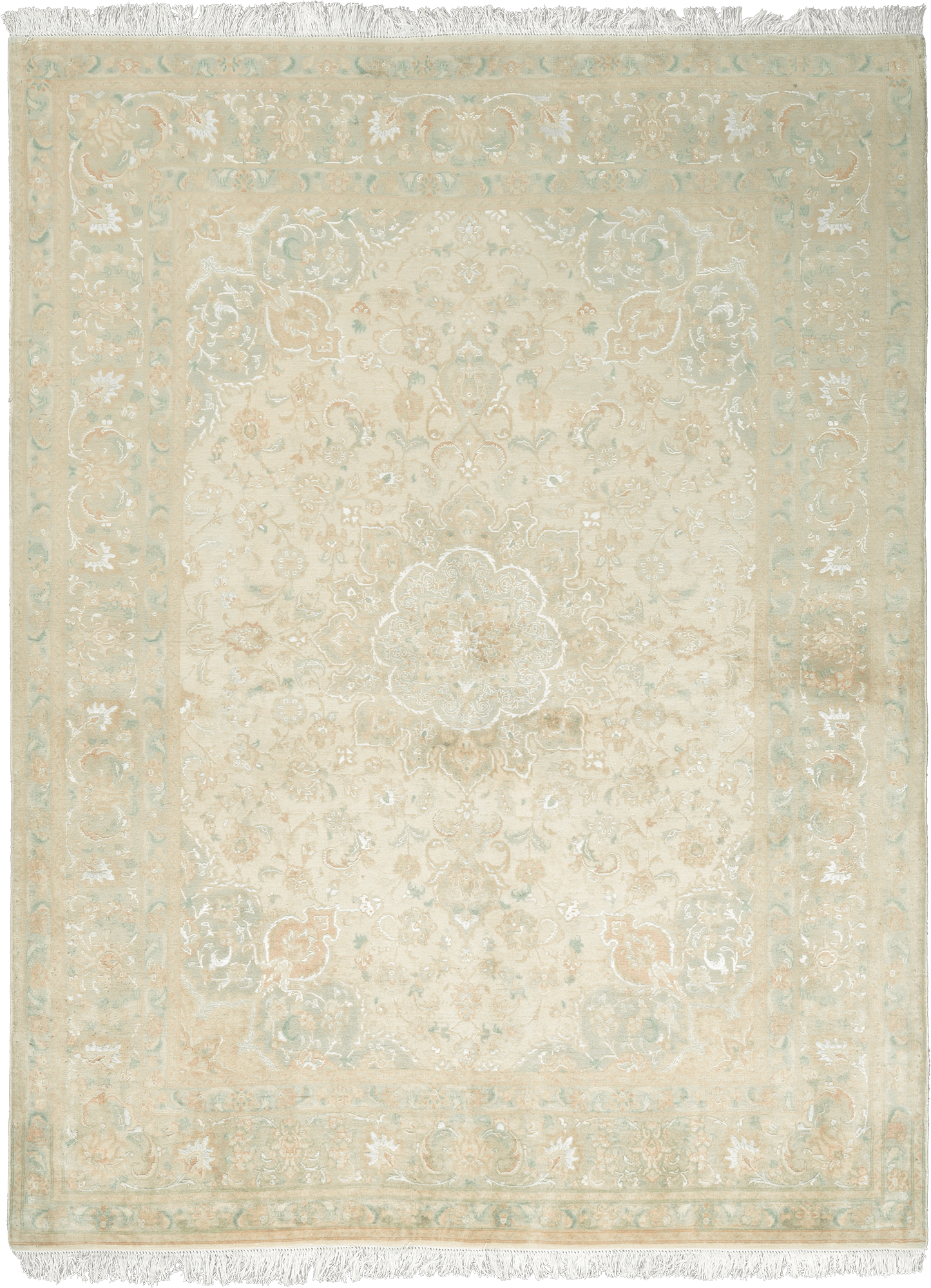 Patina Tabriz Rectangle Beige Rug 5×7 Wool-Silk