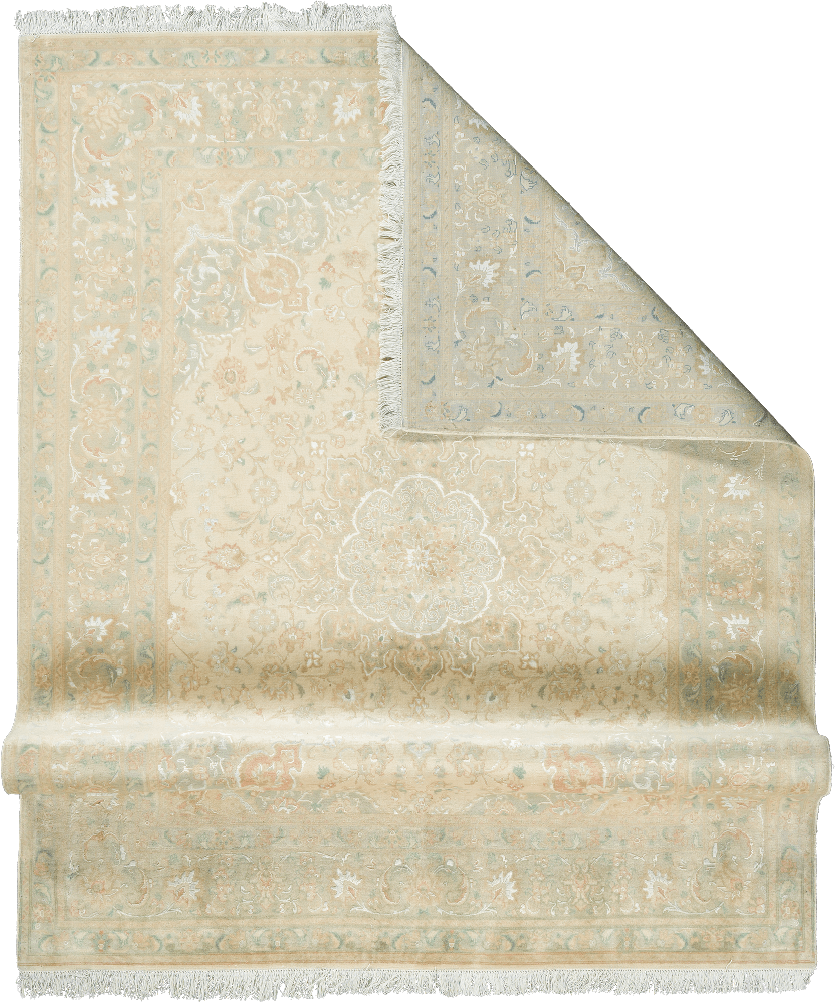Patina Tabriz Rectangle Beige Rug 5×7 Wool-Silk