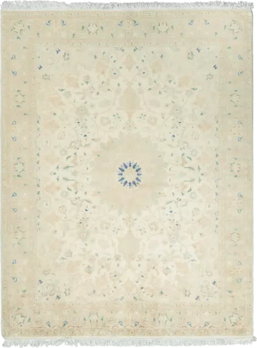 Patina Tabriz Rectangle Beige Rug 5×7 Wool-Silk