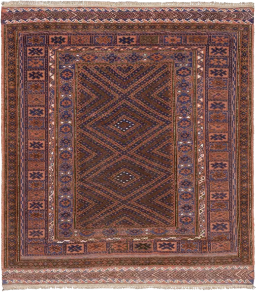 Kilim Northeastern Persia Square Red Rug 4×5 Wool
