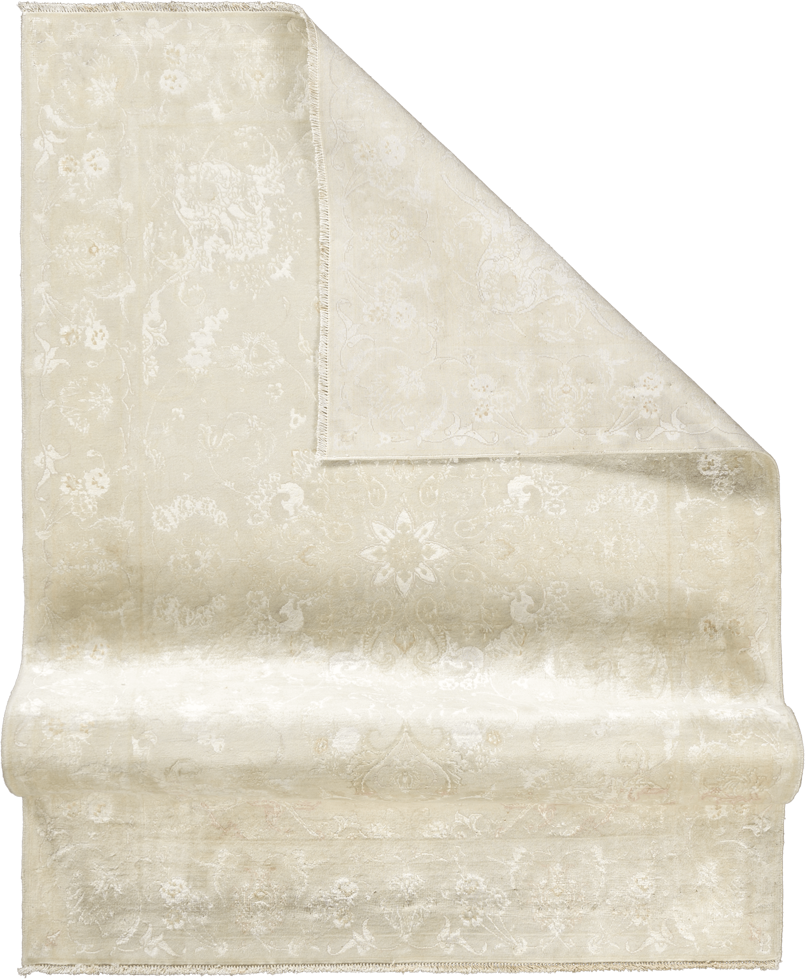 Patina Tabriz Rectangle White Rug 3×5 Wool-Silk