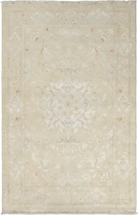 Patina Tabriz Rectangle Beige Rug 3×5 Wool-Silk
