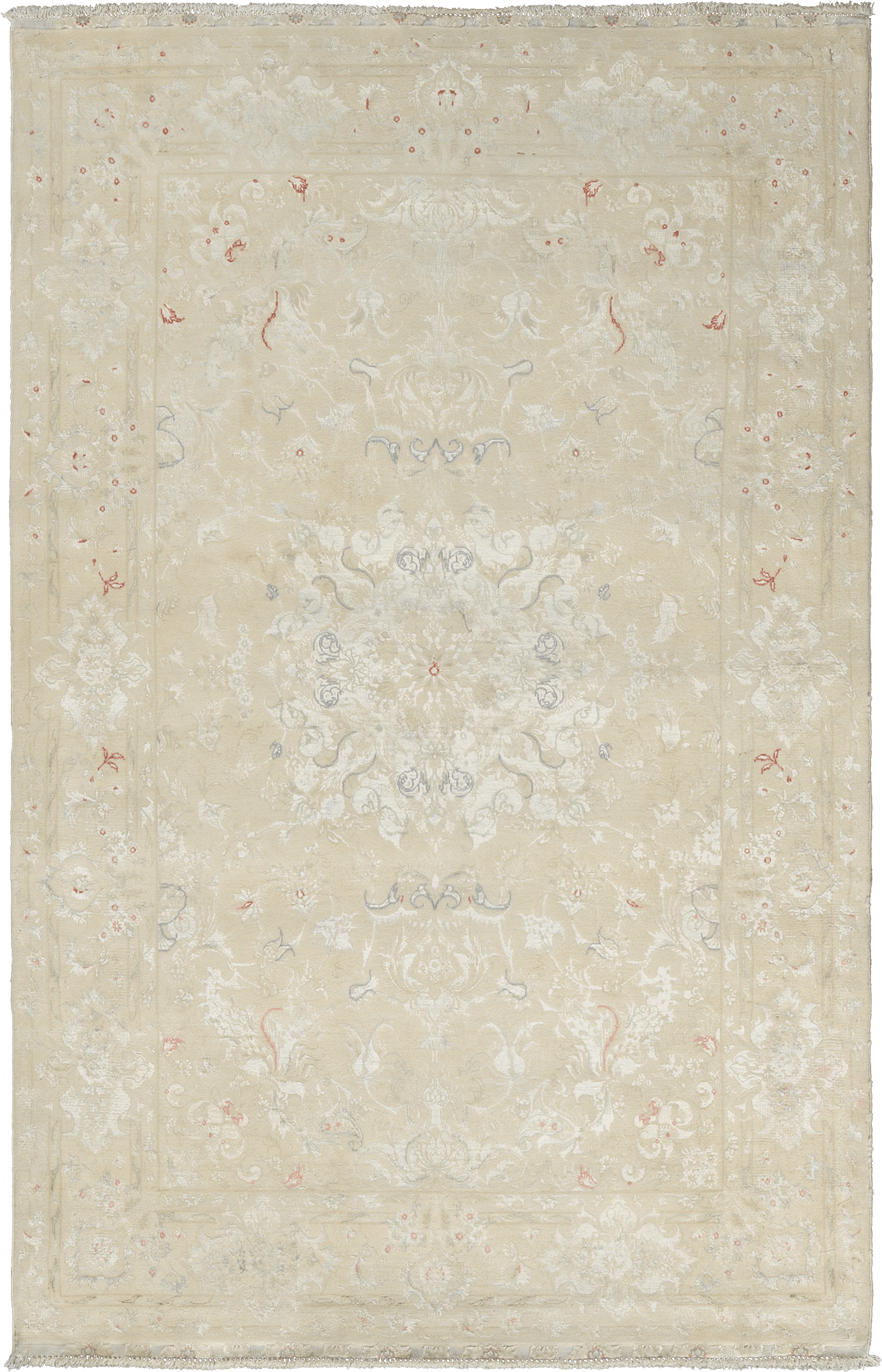 Patina Tabriz Rectangle Beige Rug 3×5 Wool-Silk