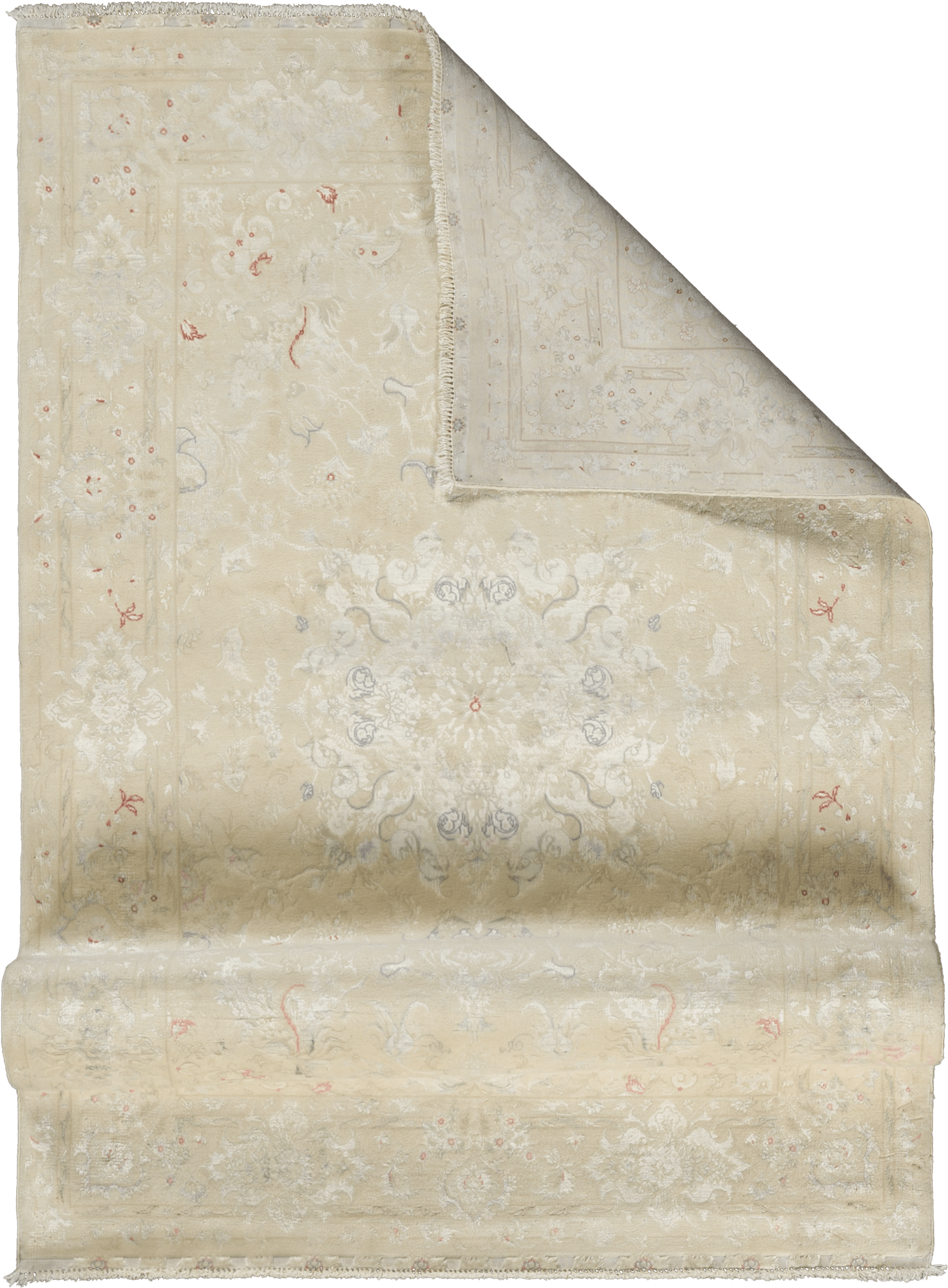Patina Tabriz Rectangle Beige Rug 3×5 Wool-Silk