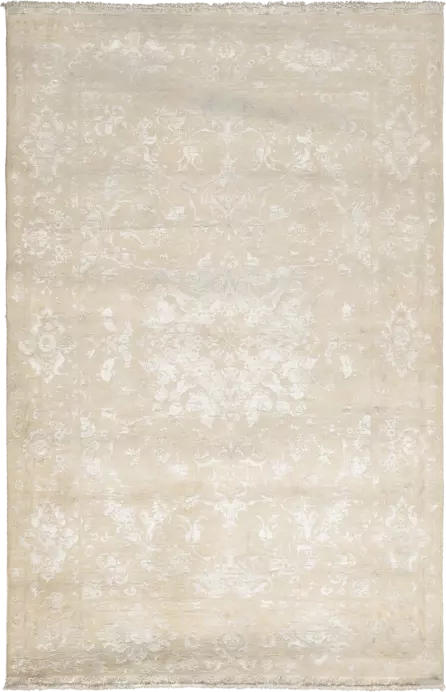 Patina Tabriz Rectangle White Rug 3×5 Wool-Silk