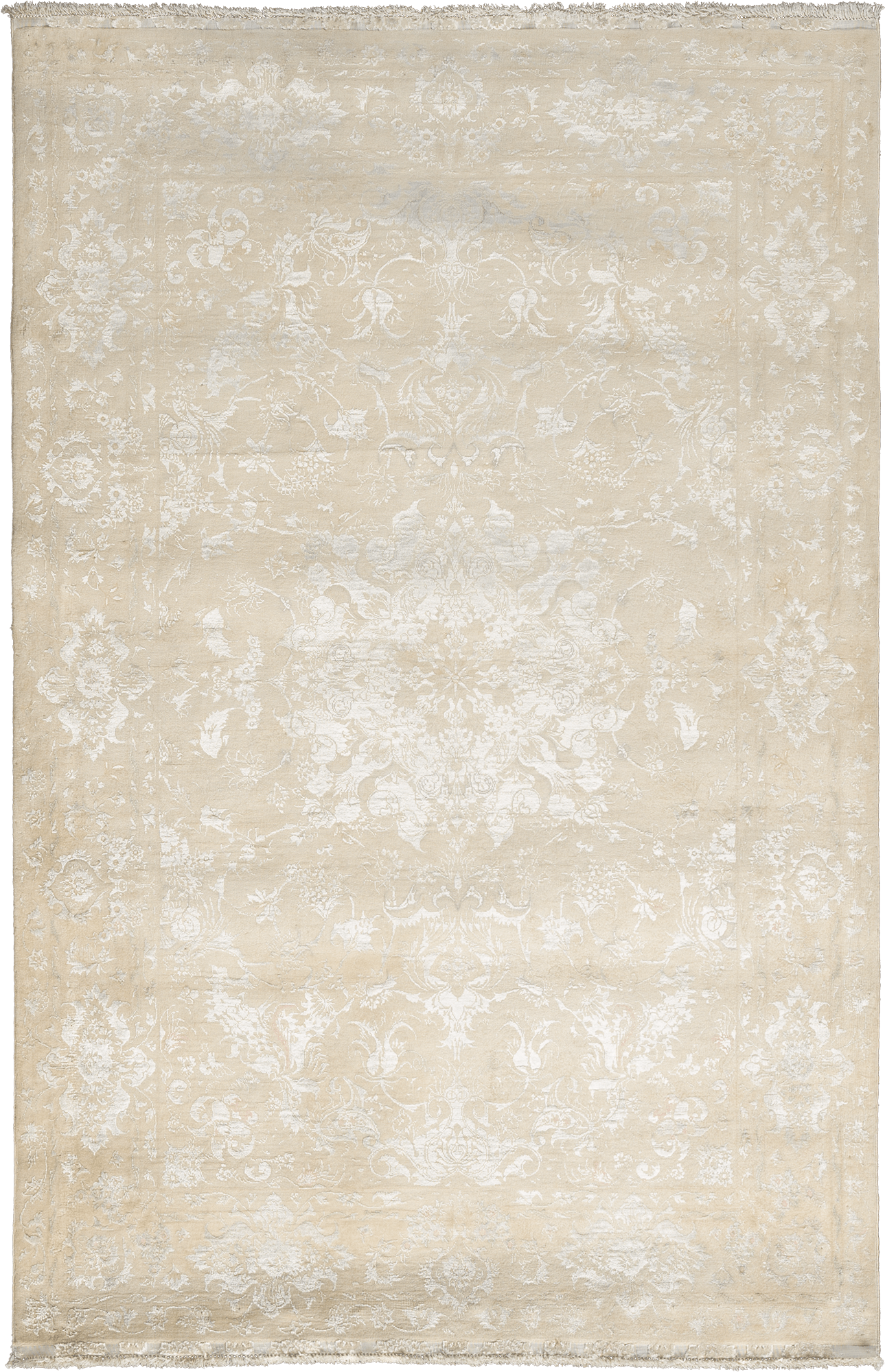 Patina Tabriz Rectangle White Rug 3×5 Wool-Silk