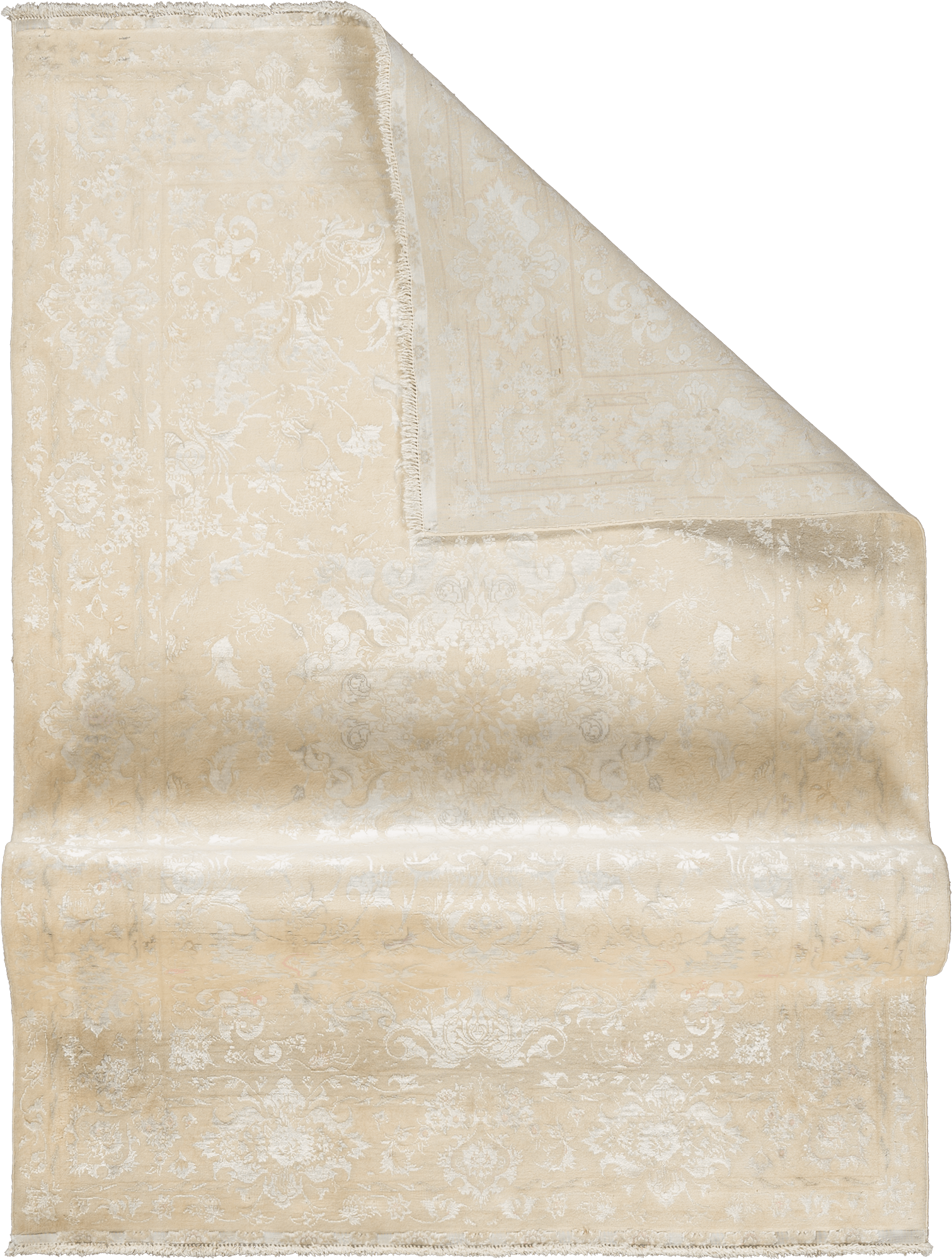 Patina Tabriz Rectangle White Rug 3×5 Wool-Silk