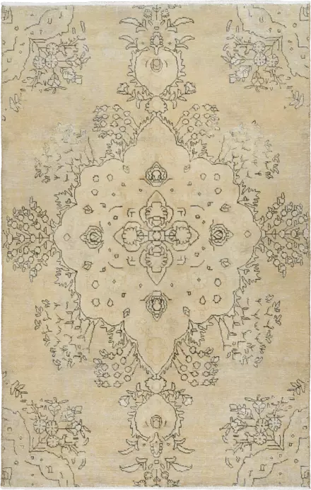 Modern Tabriz Rectangle Beige Rug 5×8 Wool-Cotton