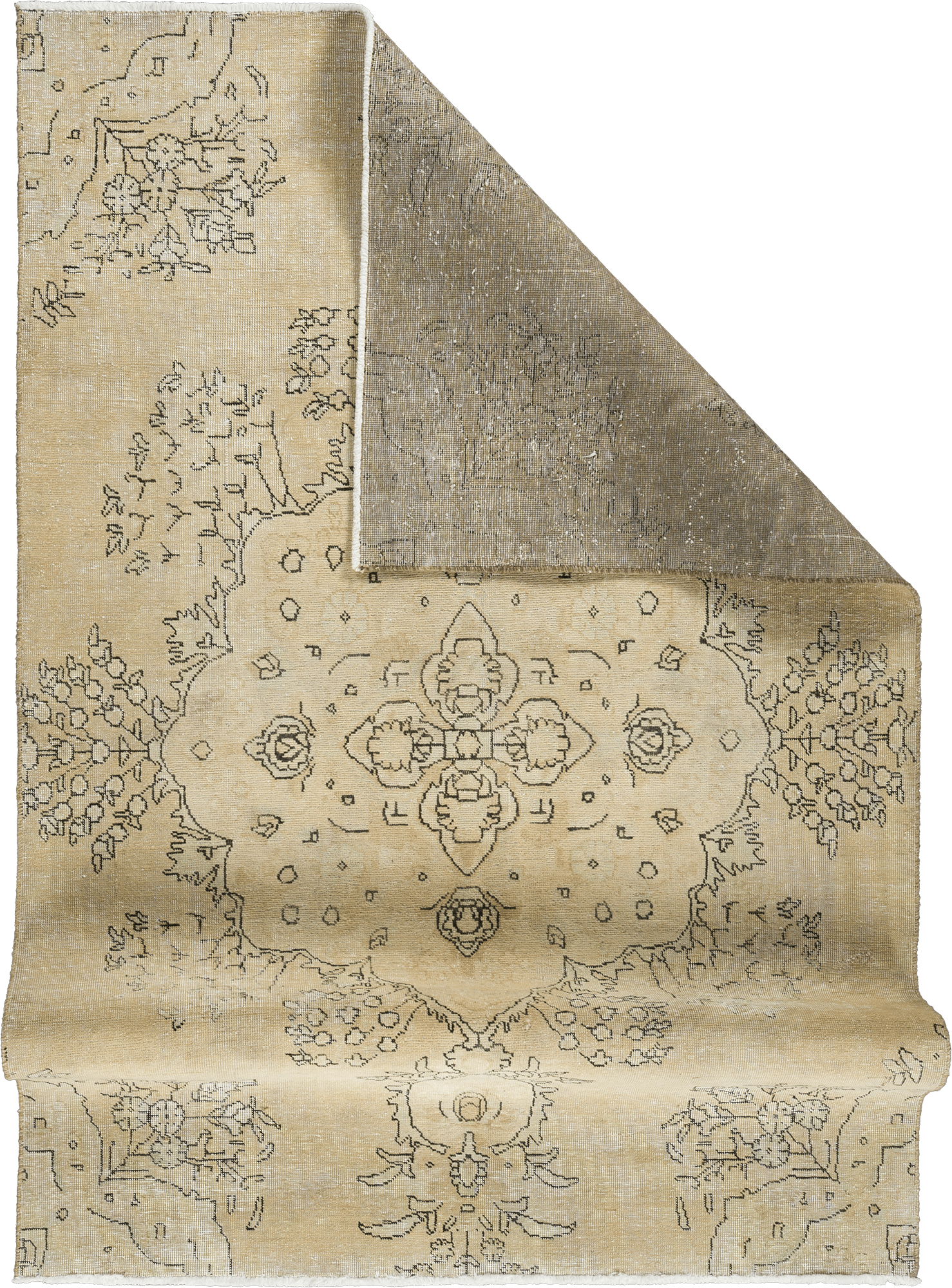 Modern Tabriz Rectangle Beige Rug 5×8 Wool-Cotton