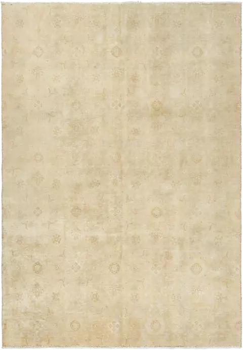 Modern Tabriz Rectangle Beige Rug 6×9 Wool-Cotton