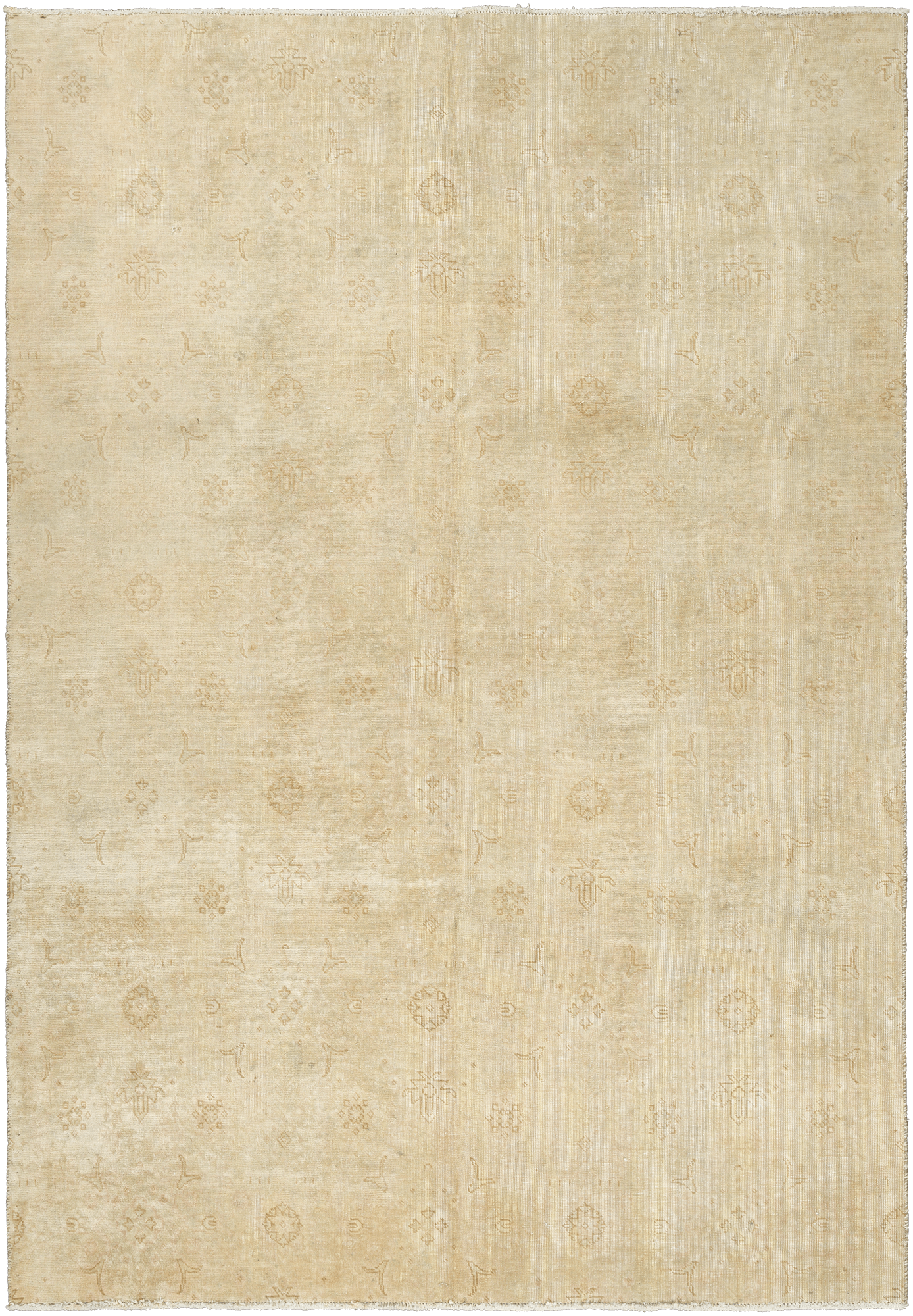 Modern Tabriz Rectangle Beige Rug 6×9 Wool-Cotton