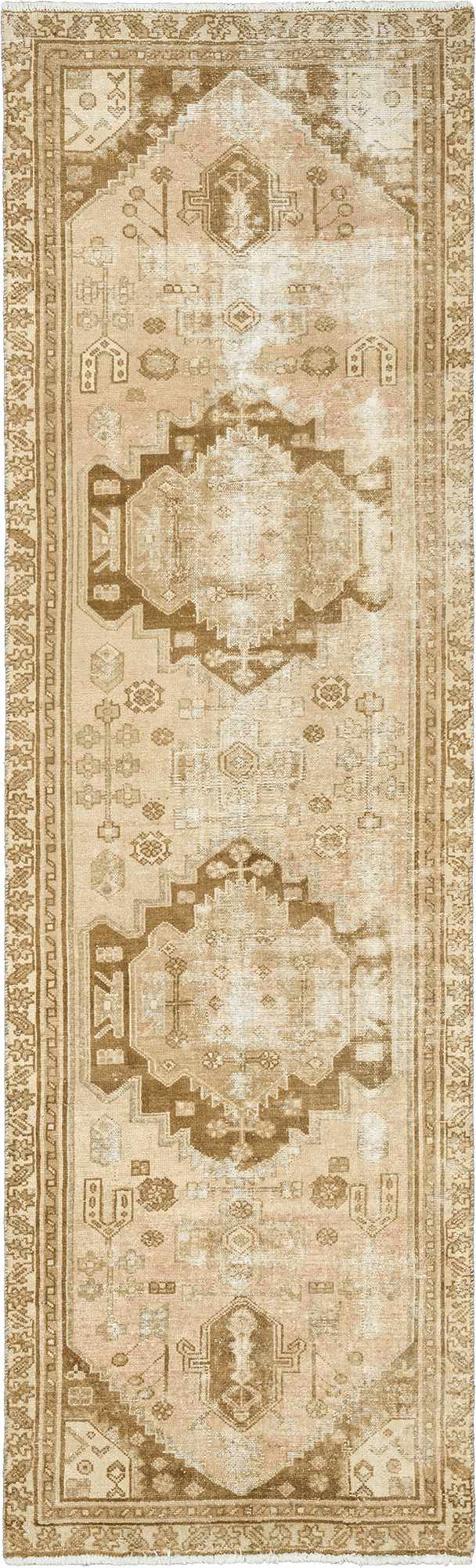 Modern Hamadan Runner Beige Rug 3×9 Wool-Cotton