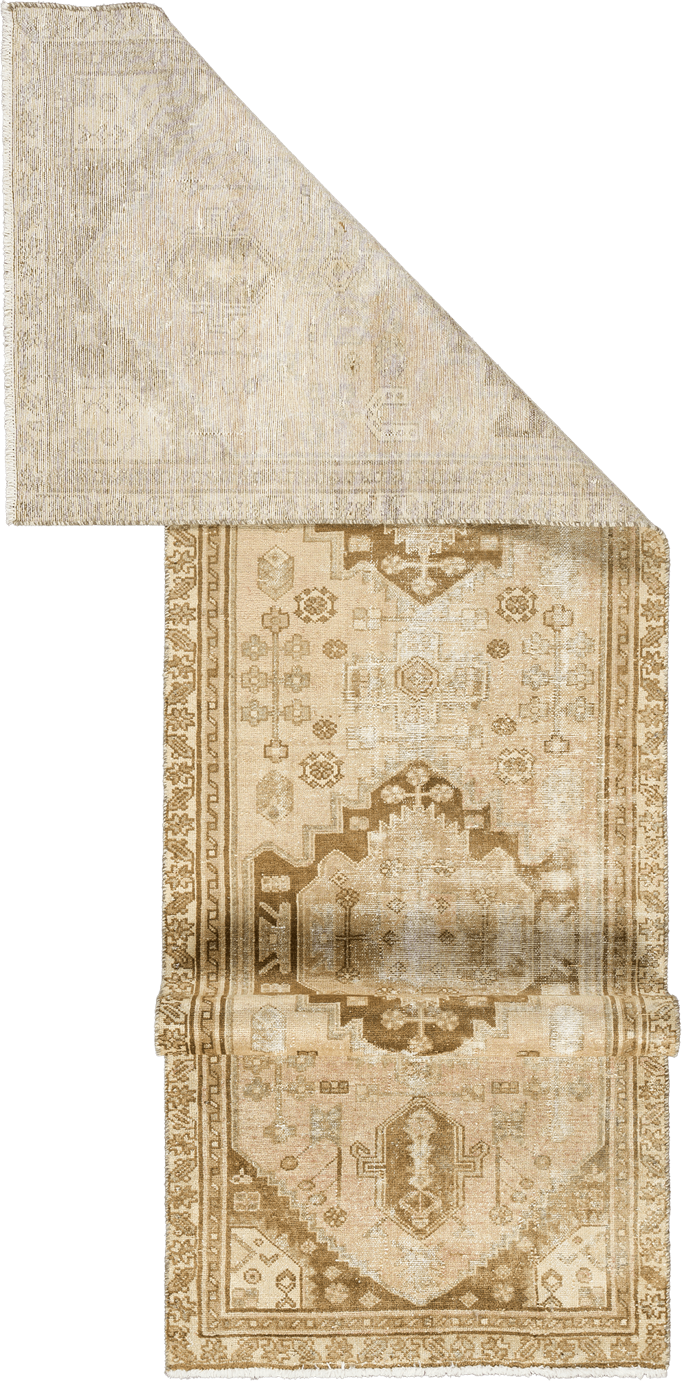 Modern Hamadan Runner Beige Rug 3×9 Wool-Cotton