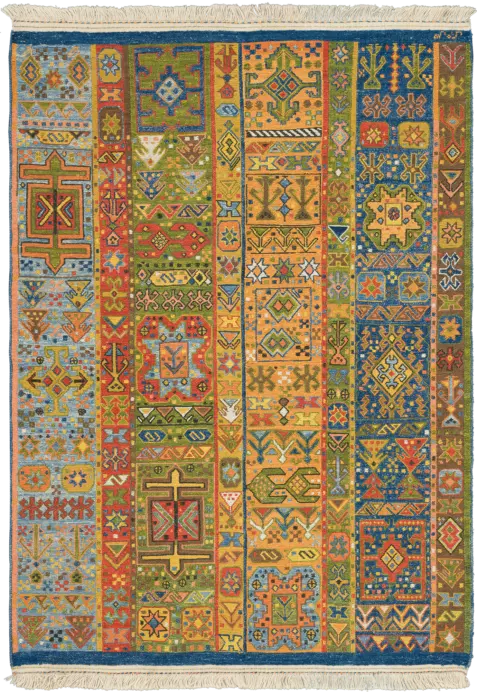 Kilim Southern Persia Rectangle Multicolored Rug 4×5 Wool