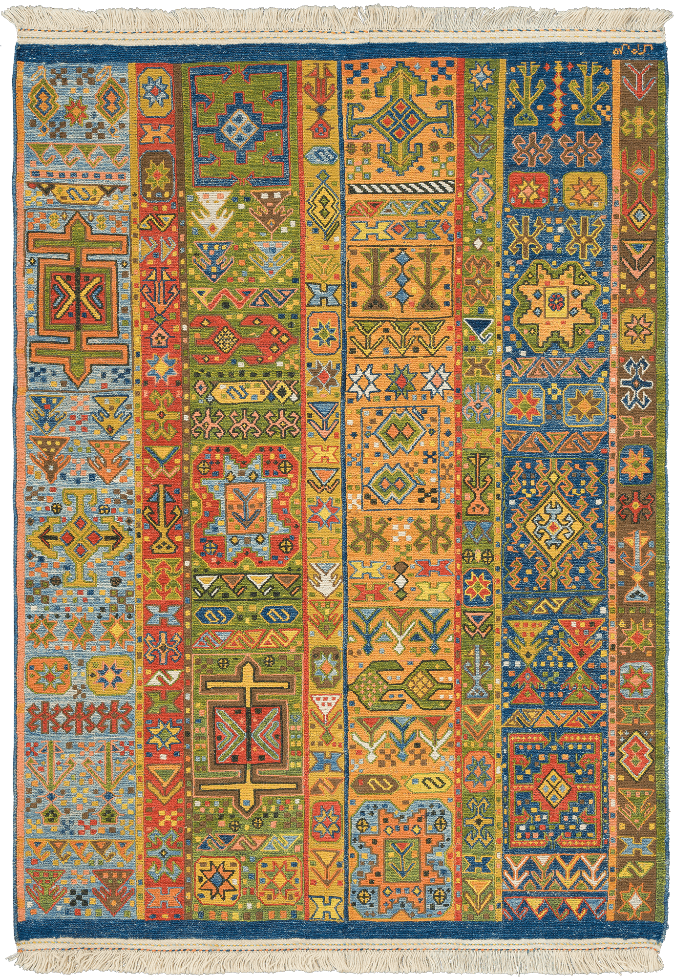 Kilim Southern Persia Rectangle Multicolored Rug 4×5 Wool