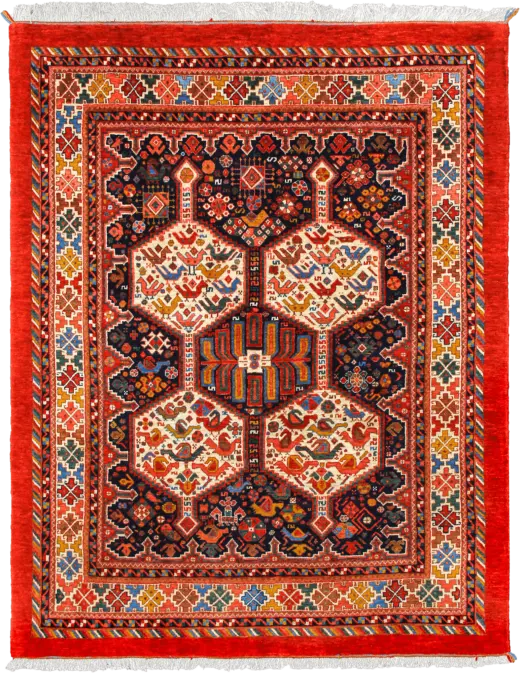 Newly Woven Heritage Qashqai Rectangle Multicolored Rug 5×6 Wool-Cotton