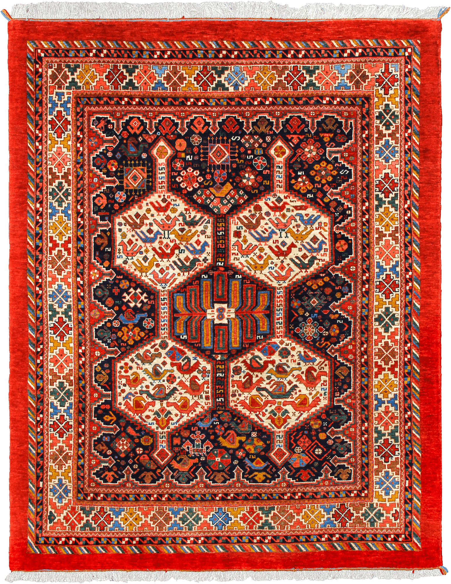 Newly Woven Heritage Qashqai Rectangle Multicolored Rug 5×6 Wool-Cotton